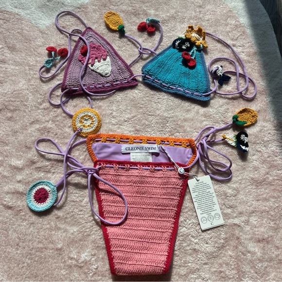 NWT Cleonie Swim Hand Crochet Kini Set Fruit - Picture 2 of 5